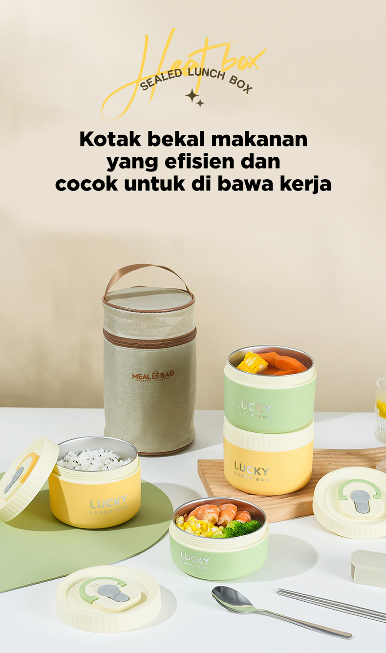 Jual Megam Kotak Makan Portable Tahan Panas Anak Container Sealed Round ...