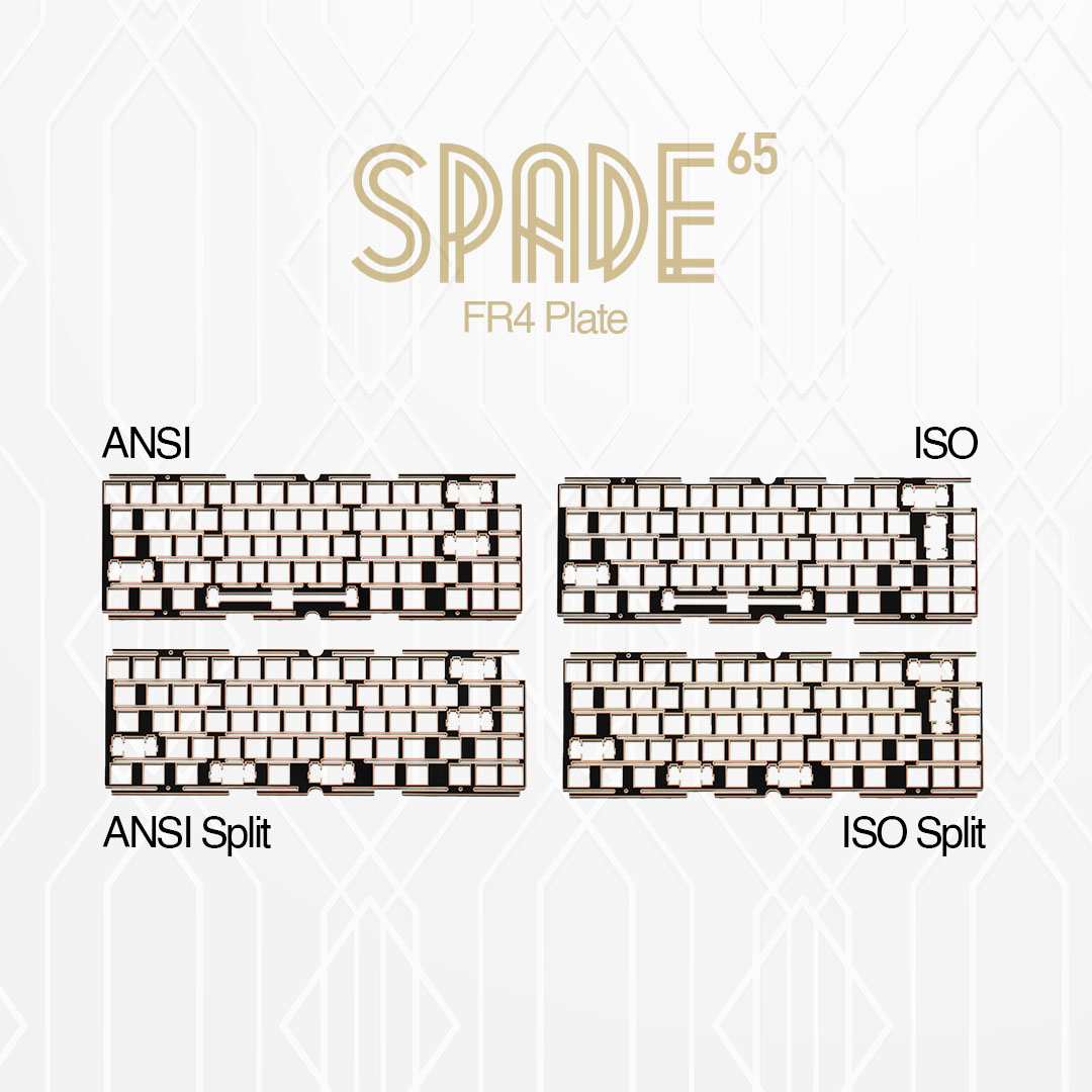Jual Noir Spade65 65% Extra FR4 Plate ANSI, ISO, Split Spacebar Layout ...