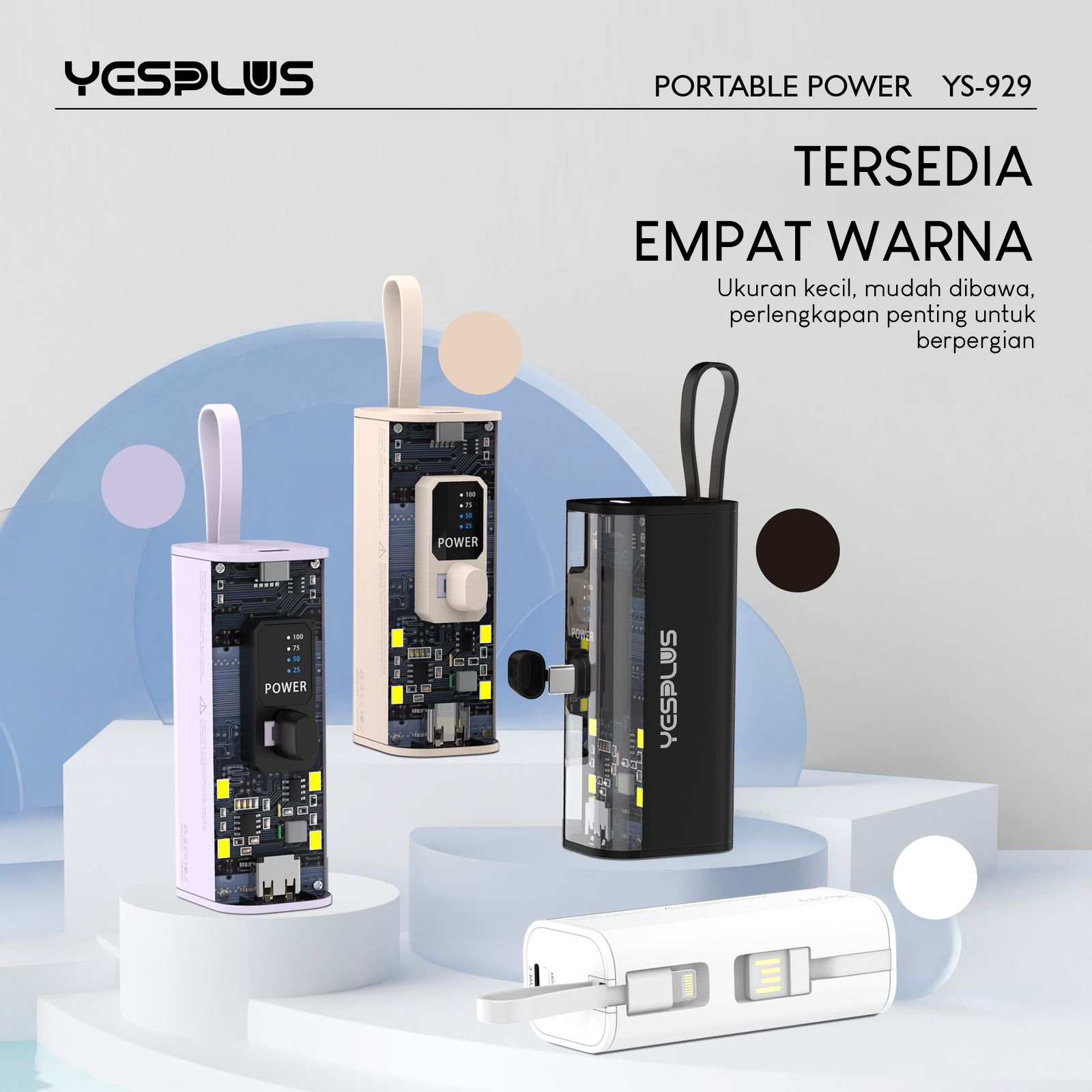 Jual New Mini Portable Powerbank Transparan YESPLUS YS-929 Fast ...