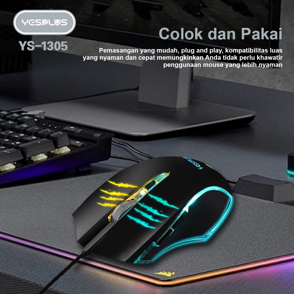 Jual Mouse Gaming YESPLUS YS-1305 Rechargeable Wireless Mouse dengan ...