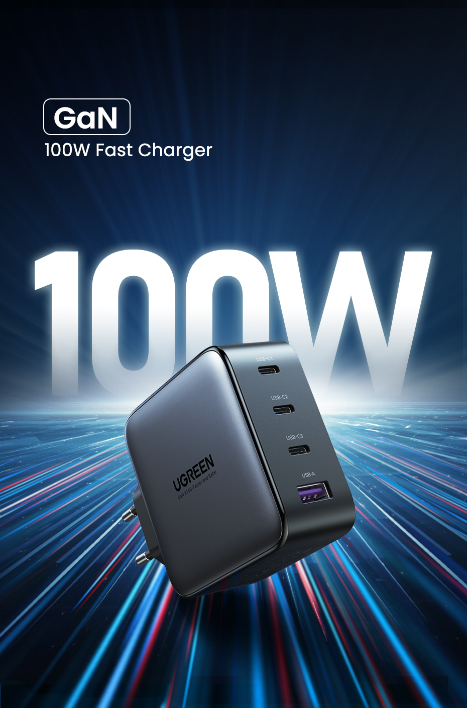 Jual UGREEN Charger 100w GaN Multi Port Fast Charging For Android ...
