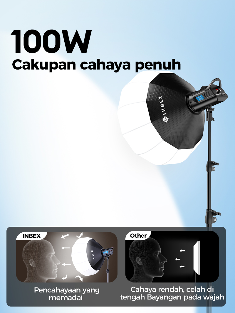 Jual INBEX IL-100S Lampu 100W Studio Softbox Lighting Kontent Live ...