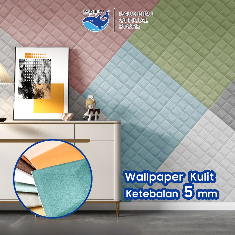 Jual Paus Biru - Wallpaper Sticker Foam Motif Diamond Bahan Kulit ...