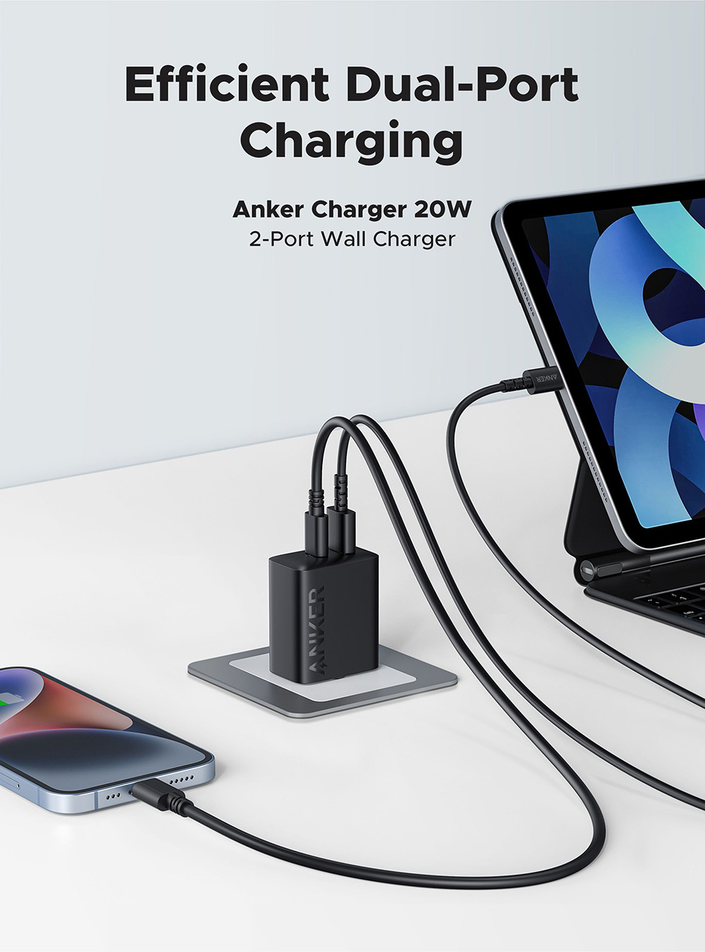 Jual Anker Wall Charger PowerPort 20W Dual Port - A2348 | Shopee Indonesia