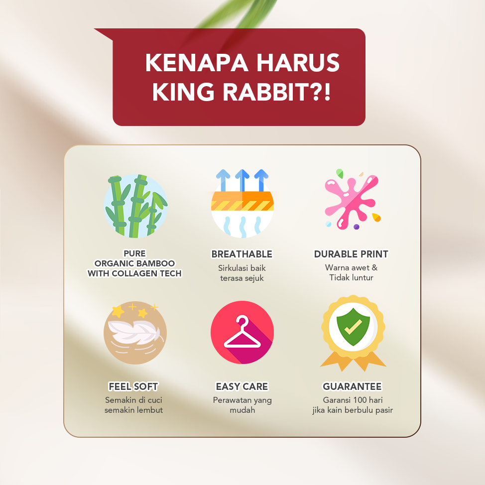 Jual King Rabbit Bamboo Collagen Set Sprei Sarung Bantal & Guling Motif ...