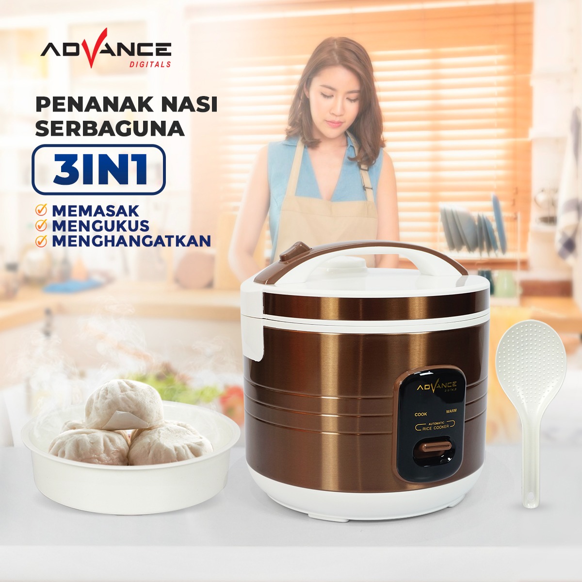 Jual Advance X200 Rice Cooker 3IN1 Penanak Nasi Serbaguna 1,8L Daya 380 ...