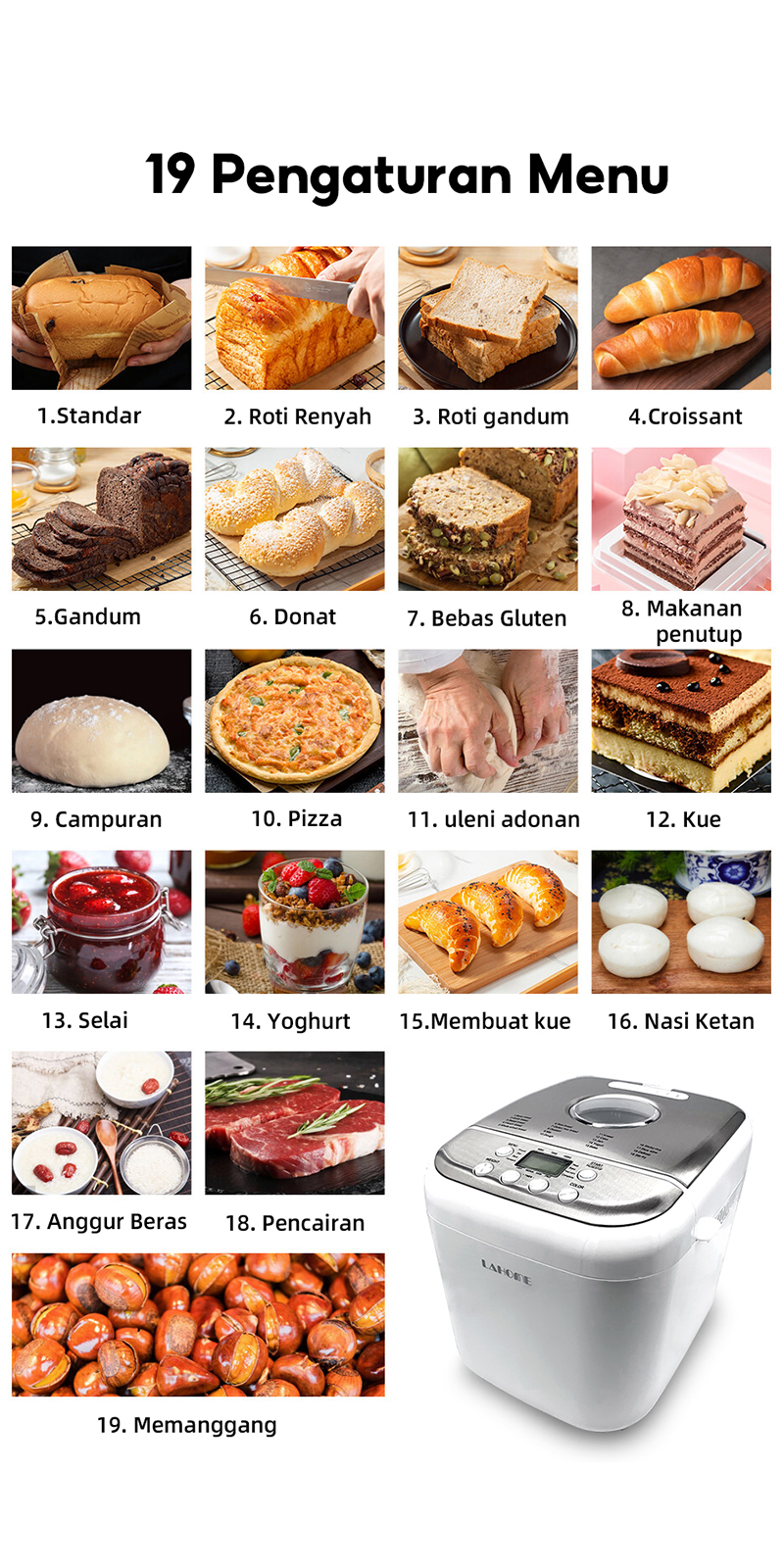 Jual LAHOME Mesin Roti Bread Maker Machine On Sale Pembuat Roti Jepang ...