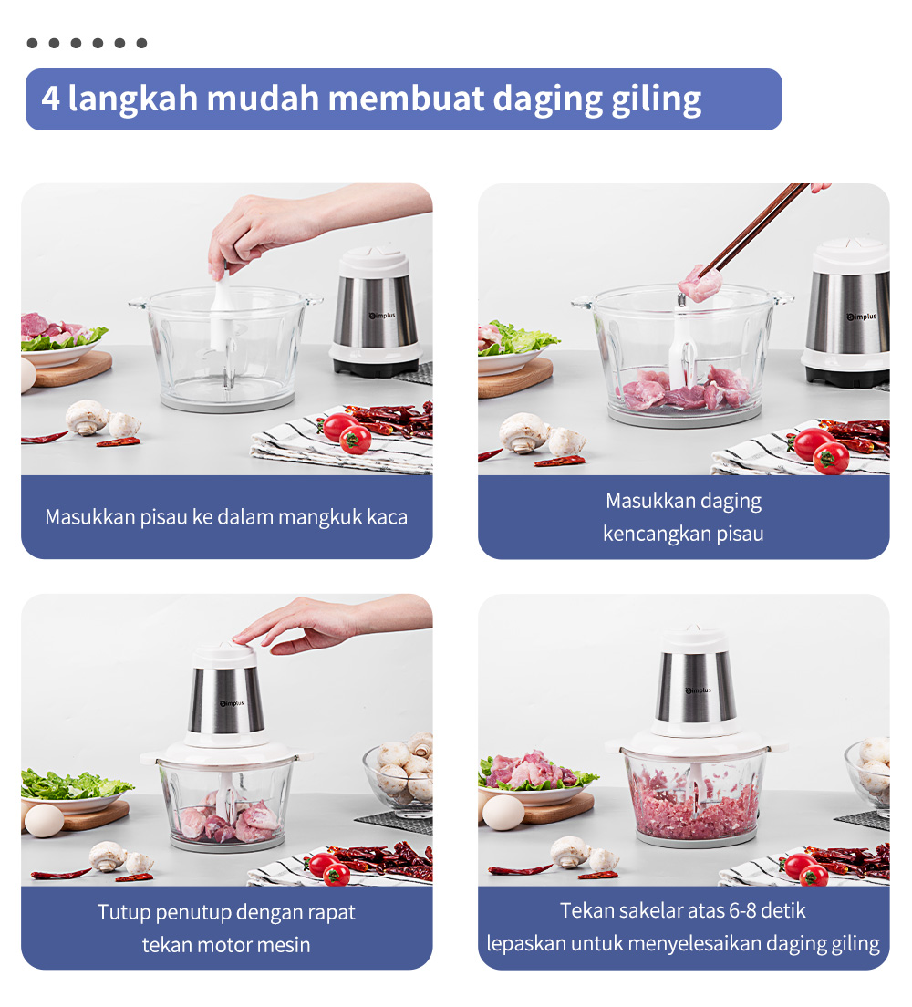 Jual Simplus Chopper Blender 2L Penggiling Daging Bumbu Cabai Serbaguna ...