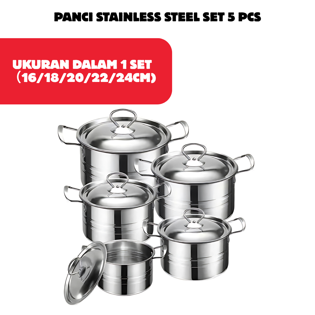 Jual Royalstar Panci Full Stainless Steel 1 Set 5 pcs Anti Karat Tebal ...