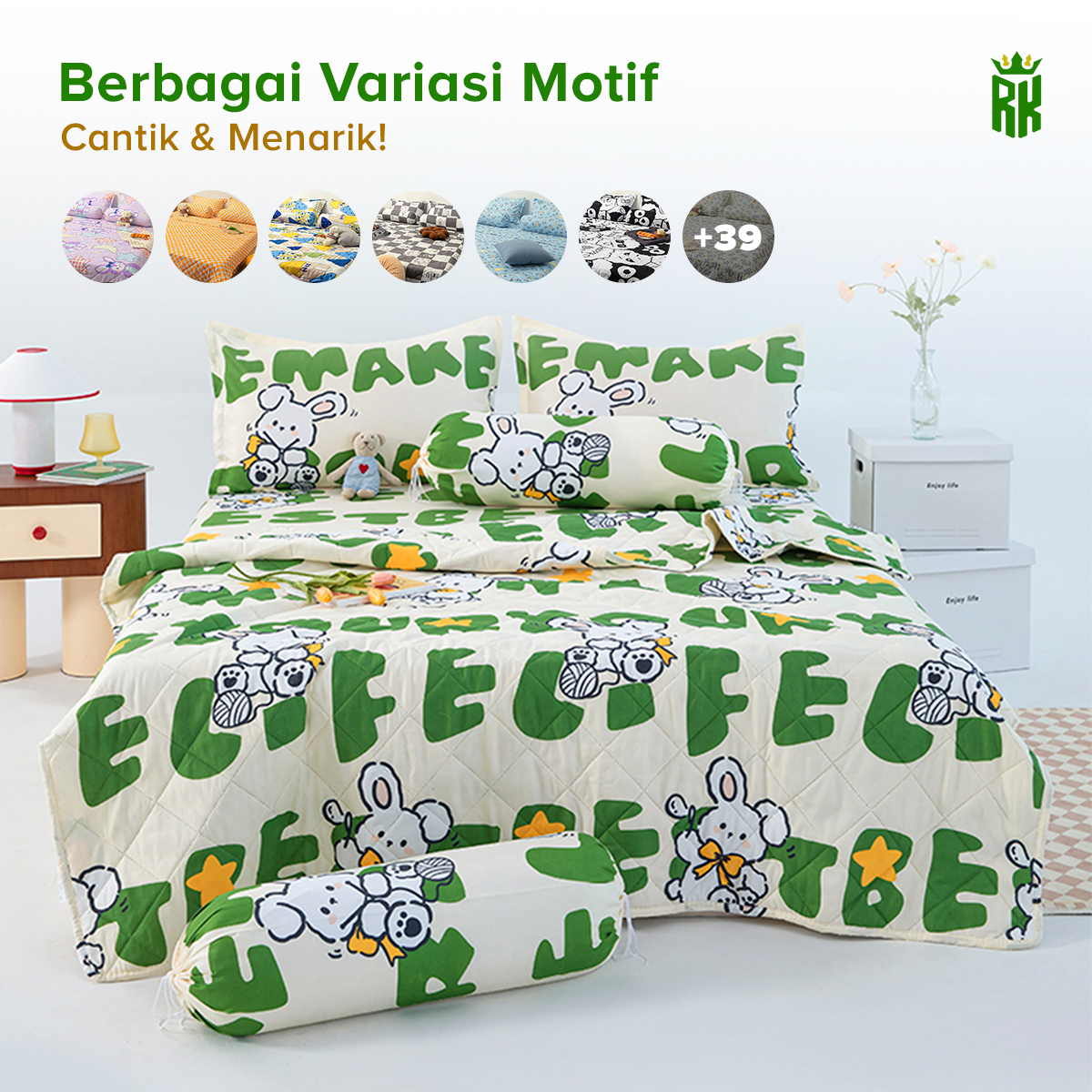 Jual RAJA X INEM Sprei Set Bedcover Sarung Bantal Guling Bed Cover Set ...