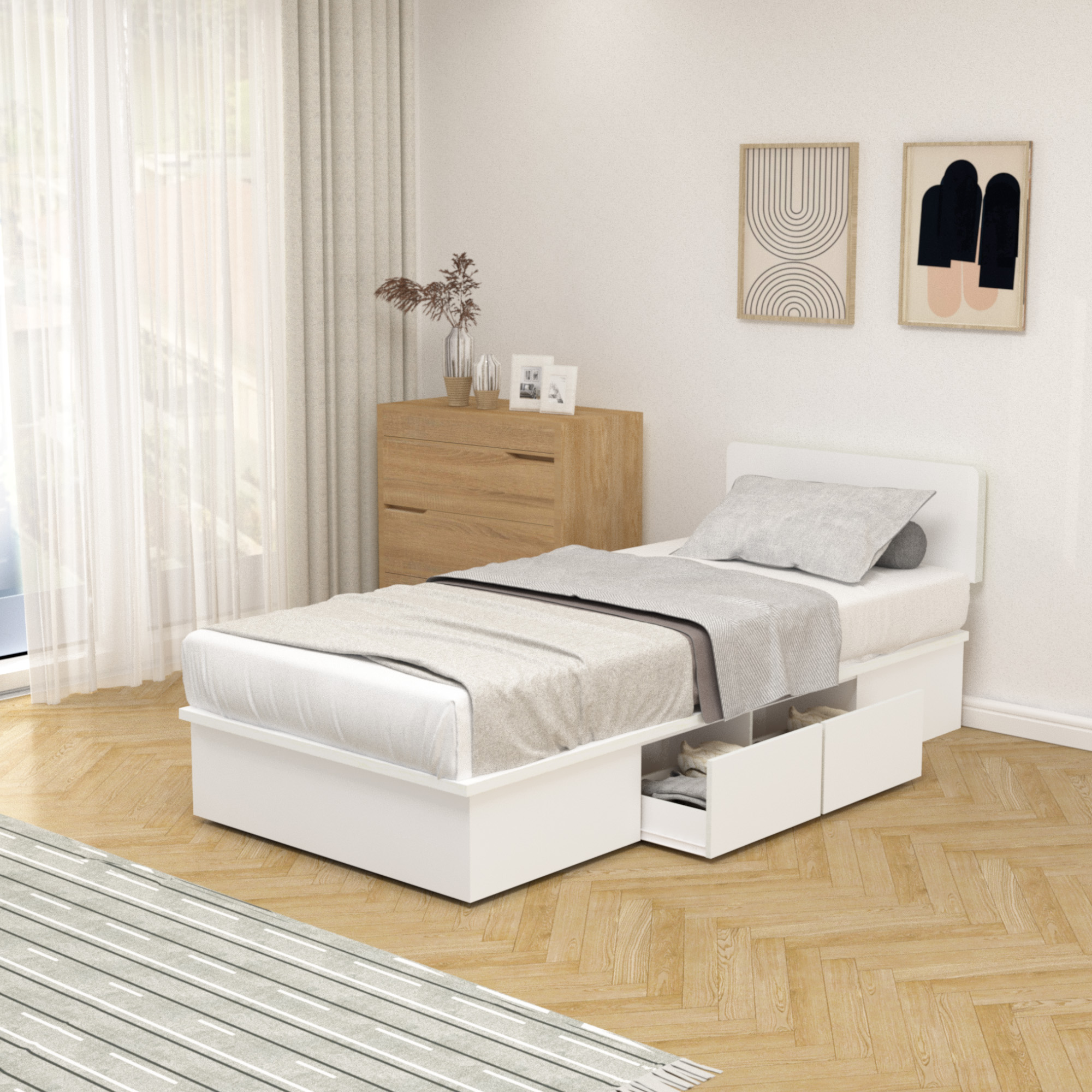 Jual KIRANA Iowa - Ranjang Dipan Kayu Rangka Tempat Tidur Divan Putih ...