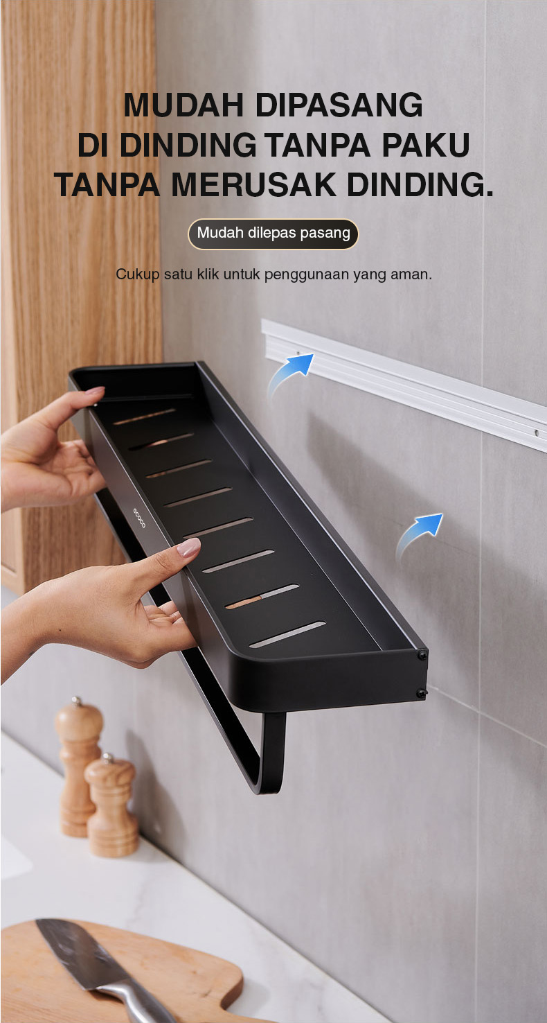 Jual ECOCO Wall Rack Aluminium - Rak Kamar Mandi Rak Multifungsi Rak ...