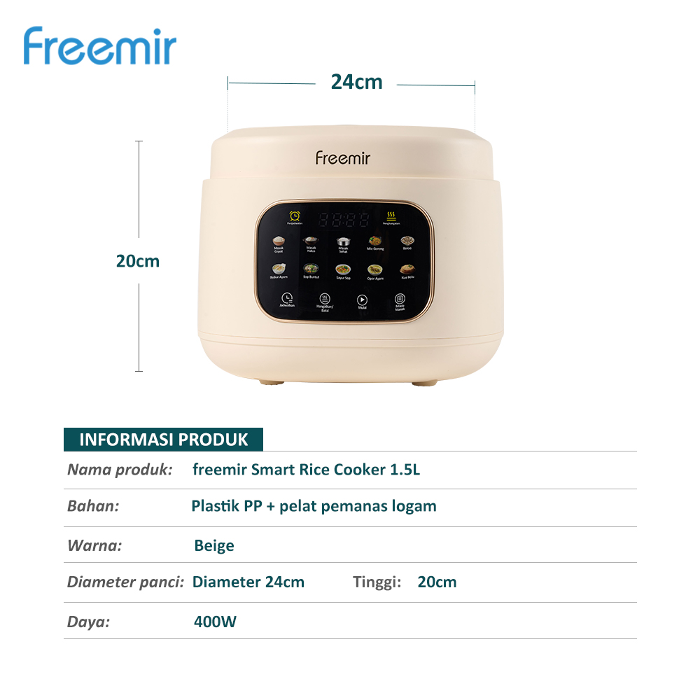 Jual [PREMIUM] freemir Rice Cooker Digital Low Carbo Rendah Karbo 1.5L ...