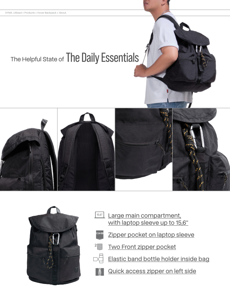 Jual SYMA. Hover Backpack Black | Shopee Indonesia