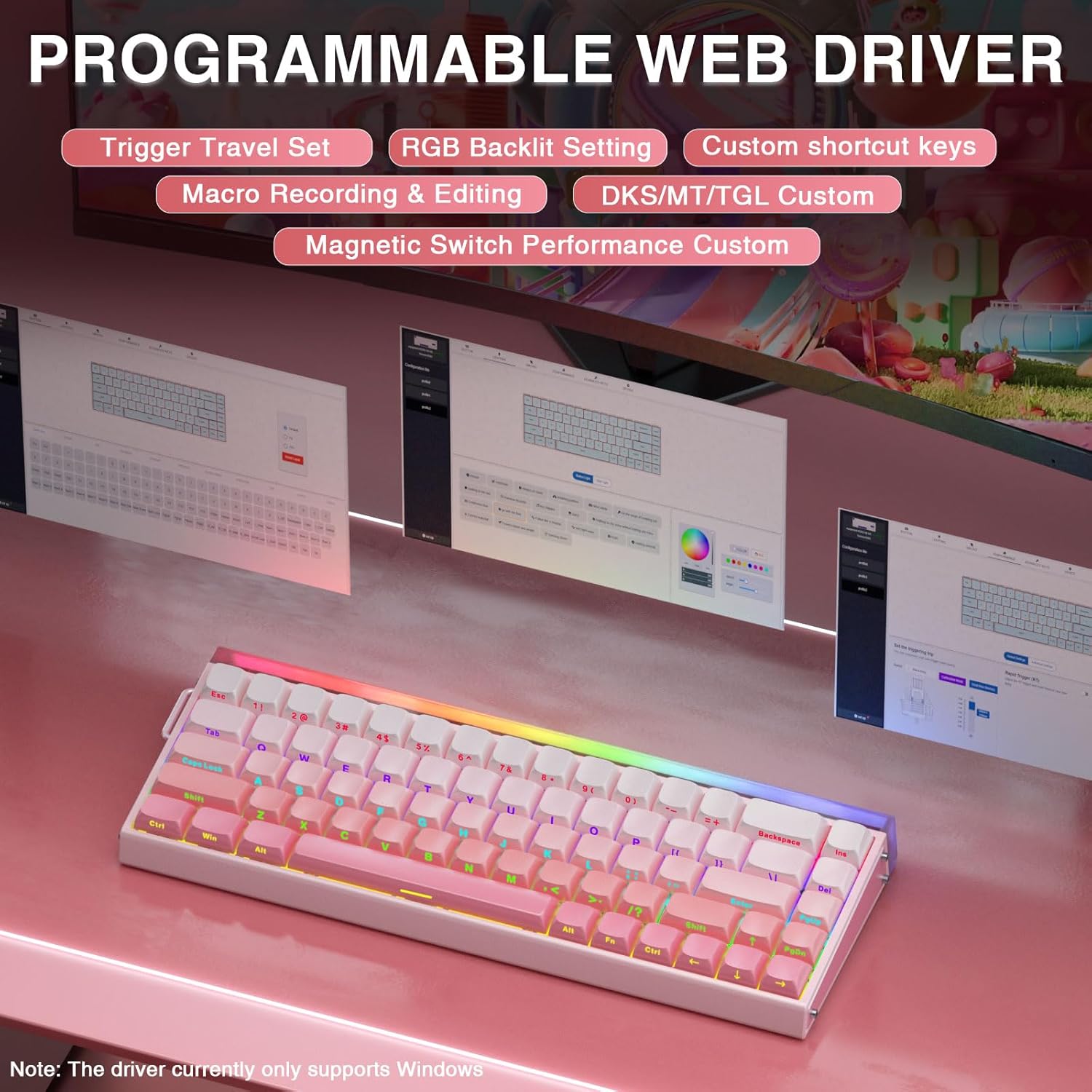 Jual AULA Hero 68 HE 60% Wired Gaming Keyboard Gradient Pink Hall ...