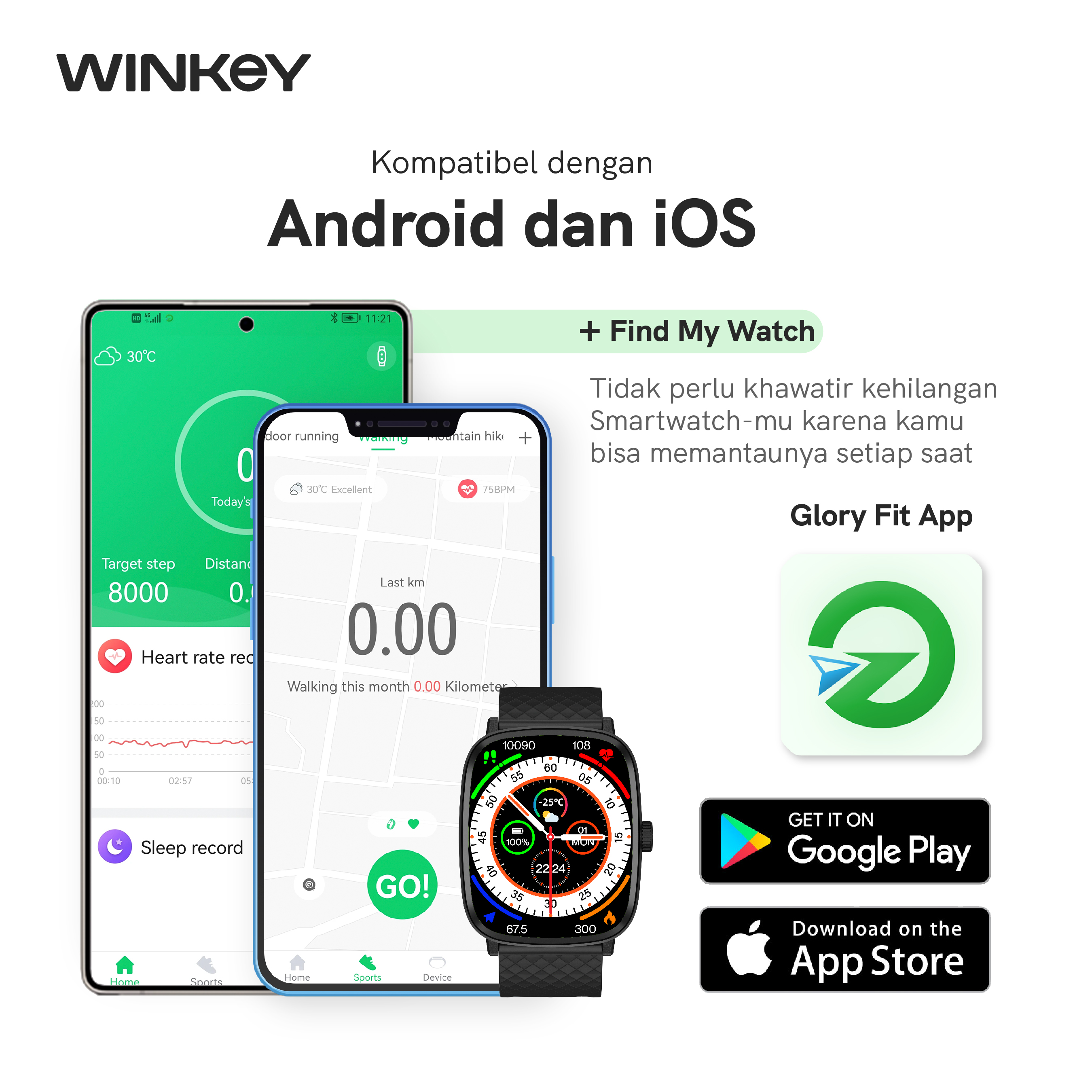 Jual WINKEY Smartwatch Olahraga Cygnus Layar AMOLED Health Monitor ...