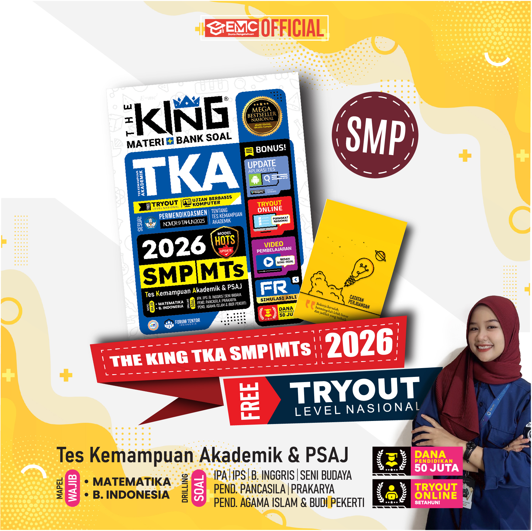 Jual BUKU TKA SMP 2026 THE KING MATERI DAN BANK SOAL TKA & PSAJ SMP/MTS ...