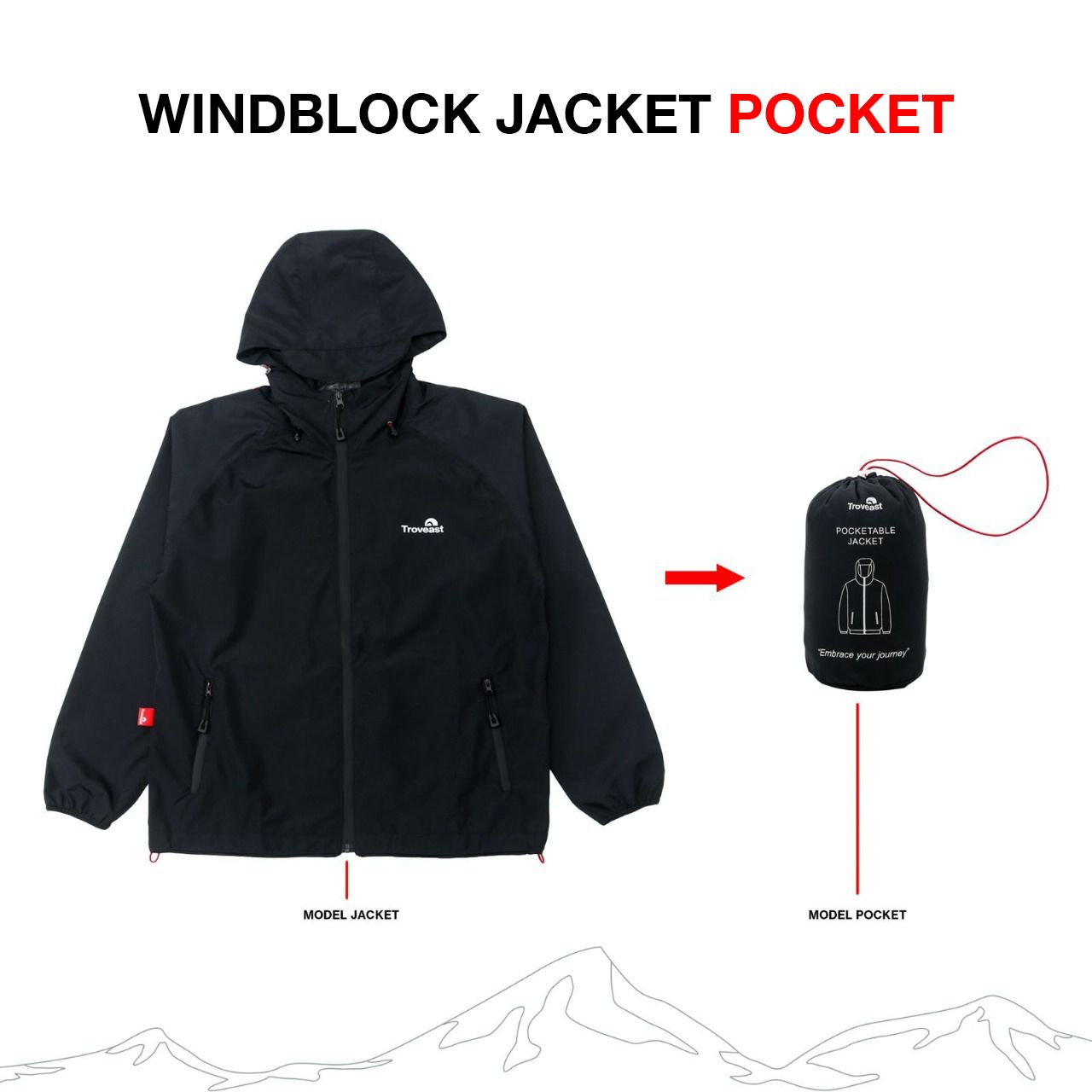 Jual Troveast Windblock Jacket Pocket Series Black Water Repellent ...