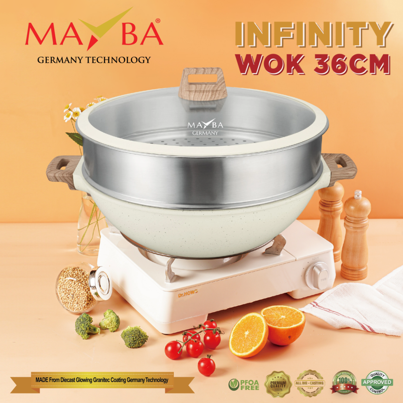Jual MAYBA PANCI JUMBO 36 cm steamer wok pan kuat diecasting teknologi ...