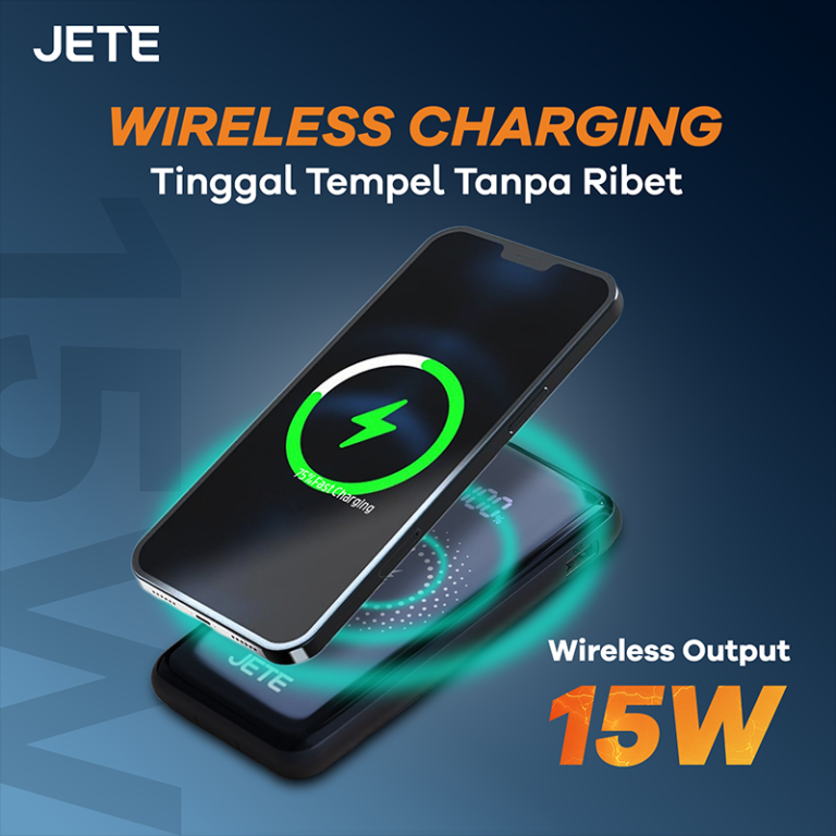 JETE Powerbank A10 10000mAh Wireless Magnetic Fast Charging Power  Bank Built In Cable USB Micro Type C Lightning