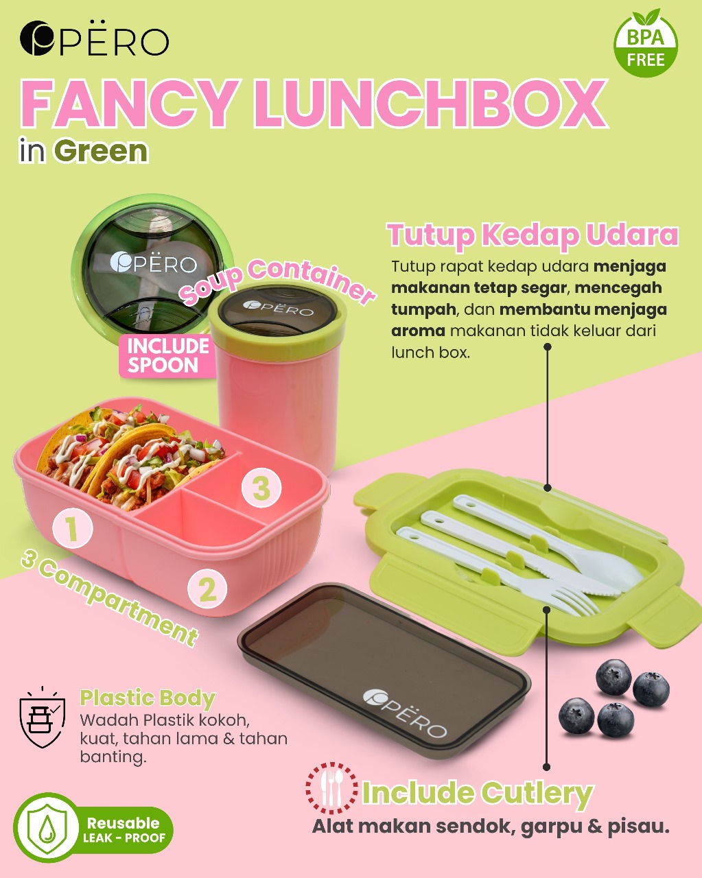 Jual Pero Lunch Box Fancy With 2in1 Soup Container / Kotak Makan Anak ...