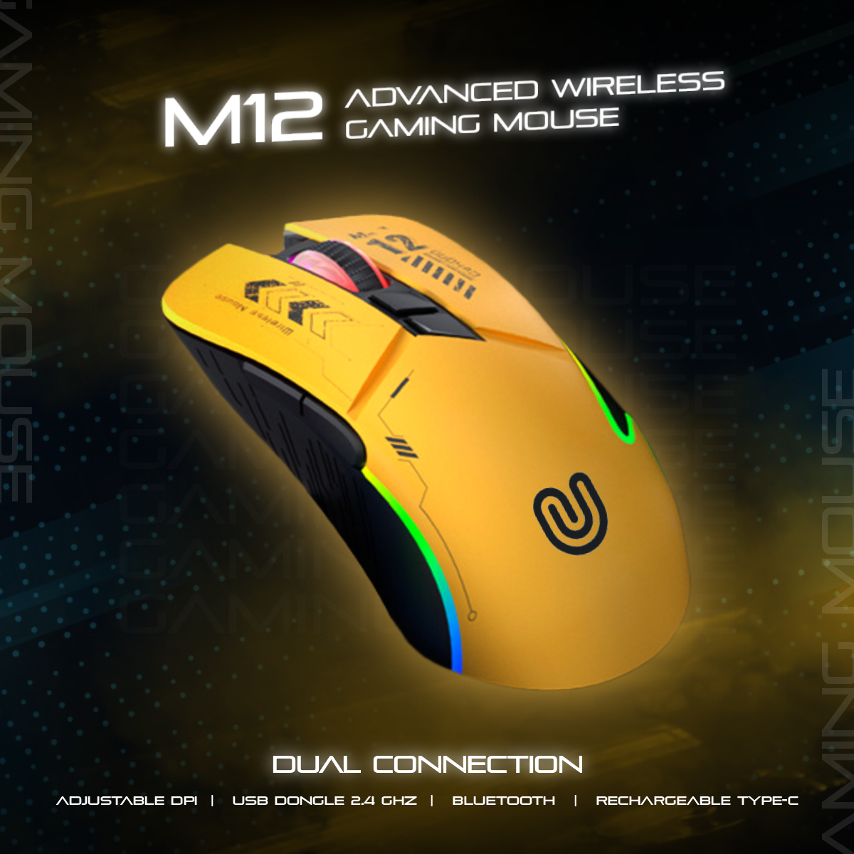 Jual Unitech Mouse Bluetooth Wireless Gaming Rechargeable M12 Dual ...