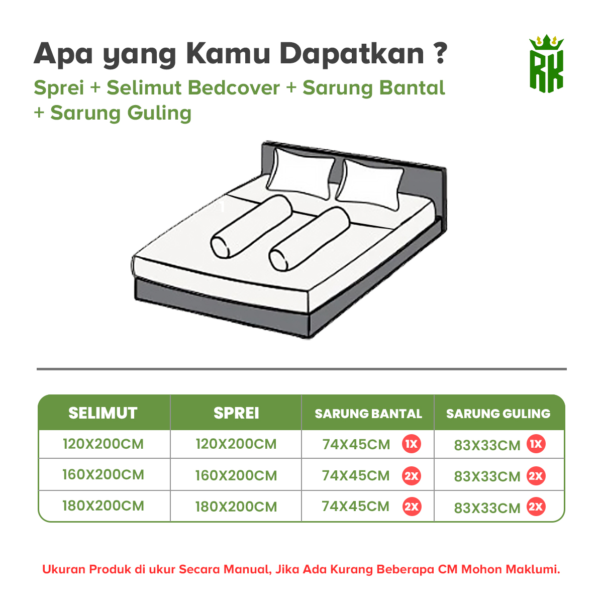Jual RAJA KARPET - Set Bedcover Sprei Sarung Bantal dan Guling / Bed ...