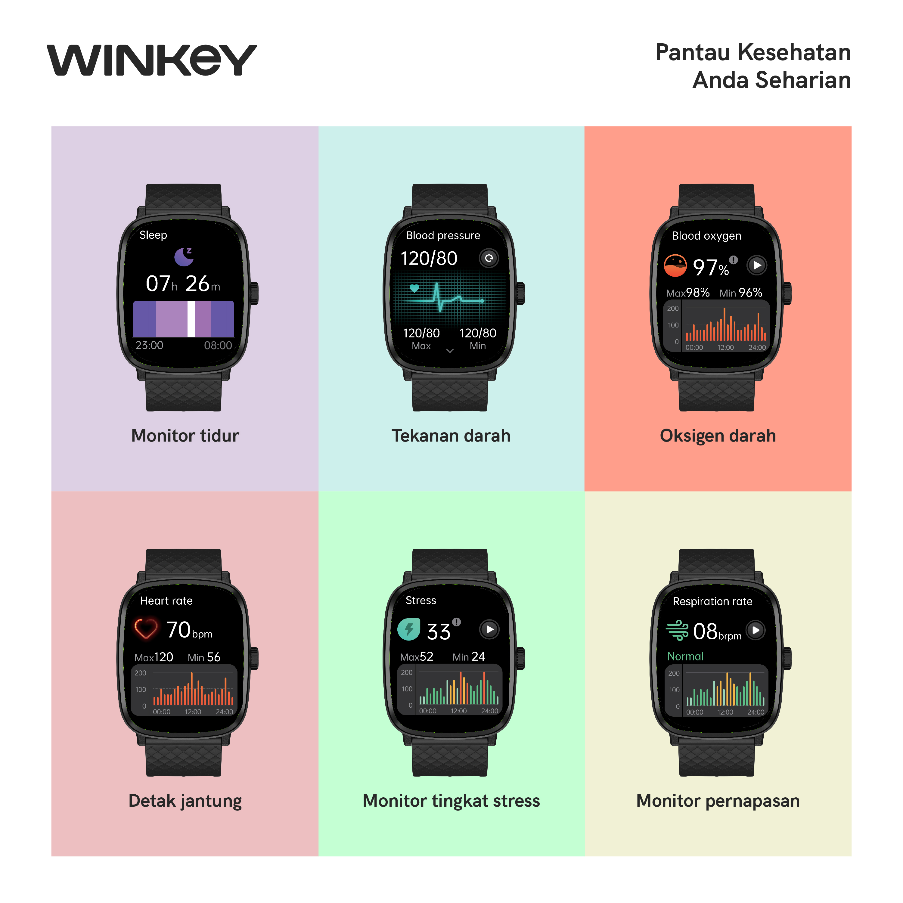 Jual WINKEY Smartwatch Olahraga Cygnus Layar AMOLED Health Monitor ...
