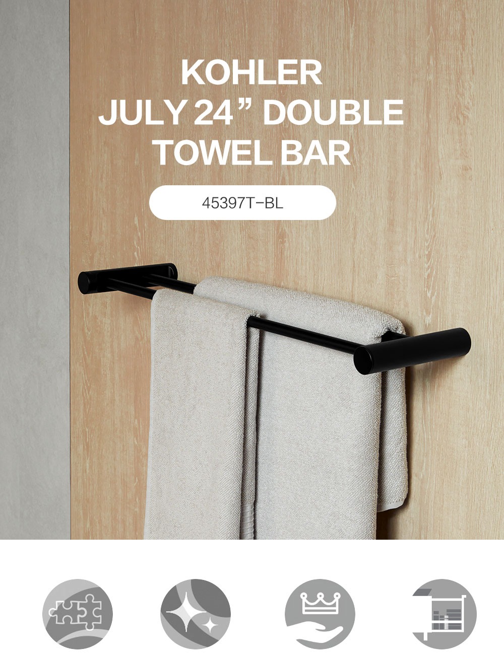 Jual KOHLER July Gantungan Handuk Baju Double Towel Bar Robe Hook 24 ...