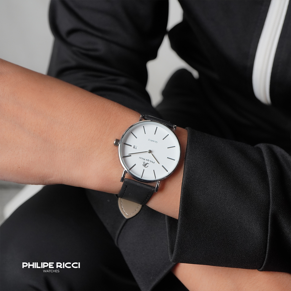 Jual PhiLipe Ricci Jam Tangan Pria Kulit Hitam Analog Terbaru Simple ...