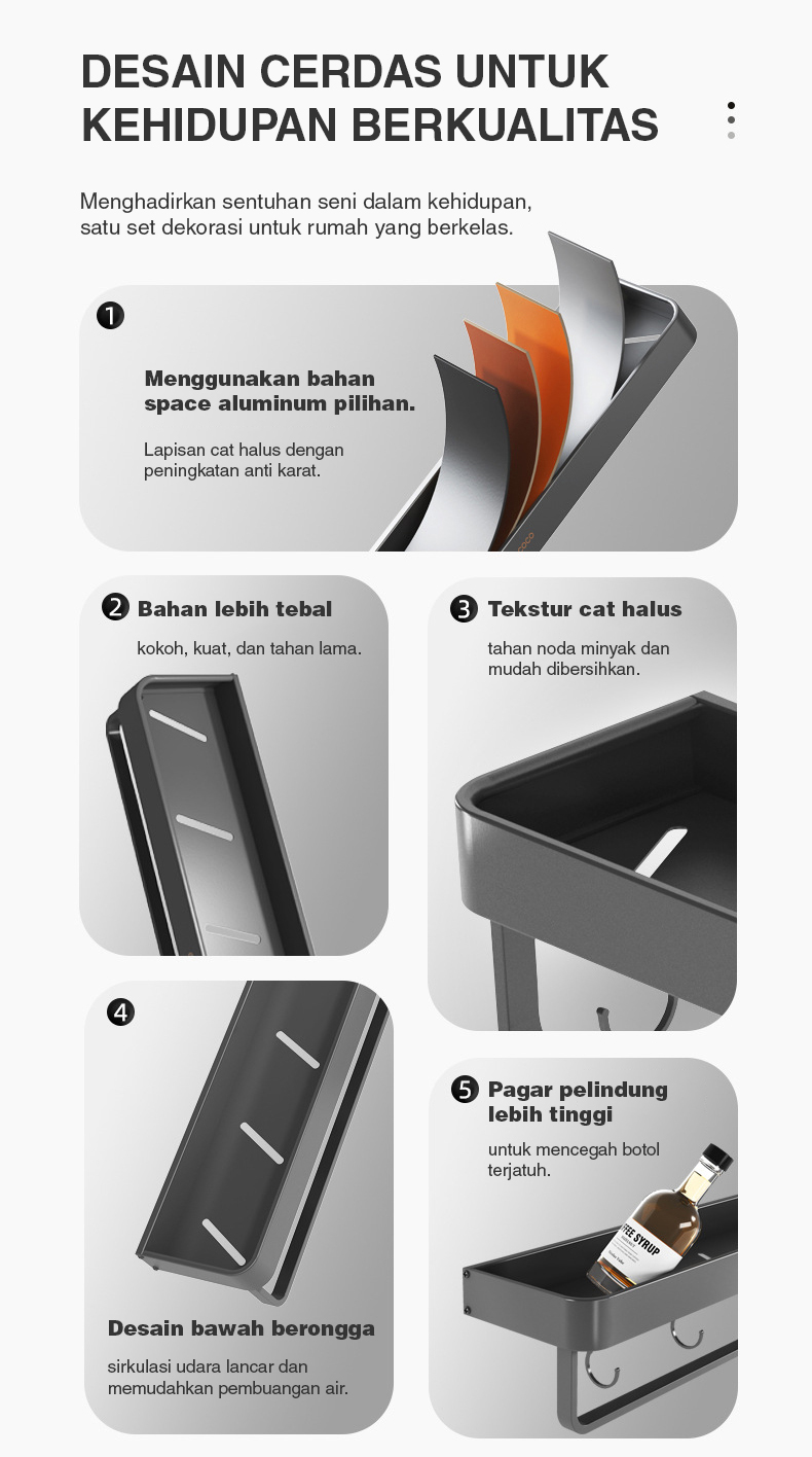 Jual ECOCO Wall Rack Aluminium - Rak Dapur Rak Bumbu Rak Multifungsi ...
