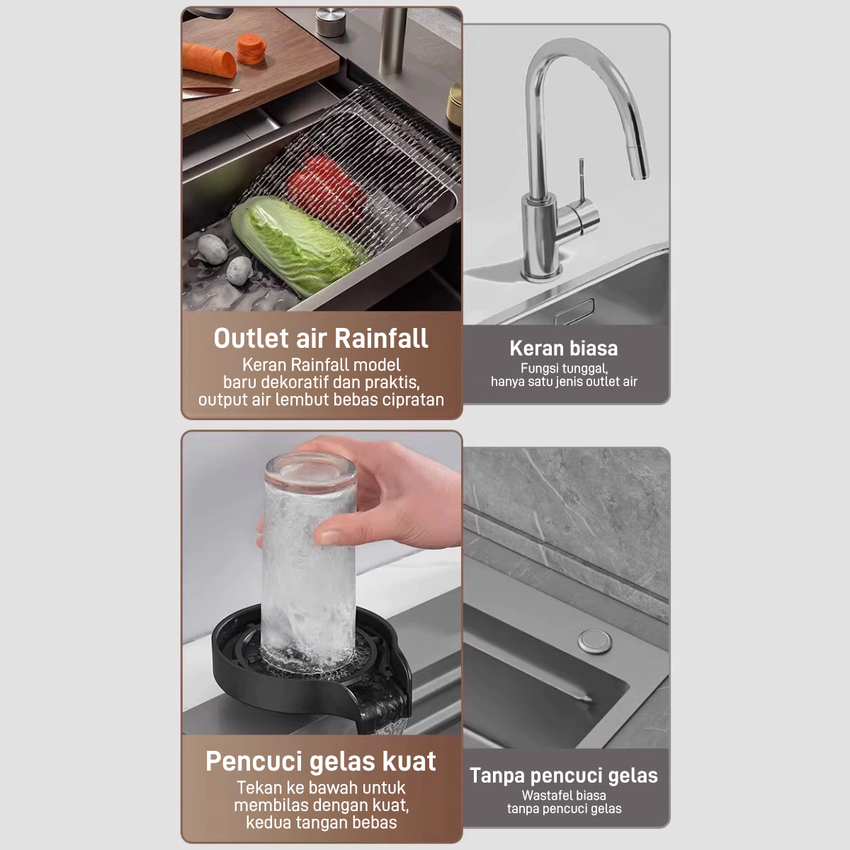 Jual HidupMewah Kitchen sink Modern Kitchen Sink Luxury Black 1 Bowl ...