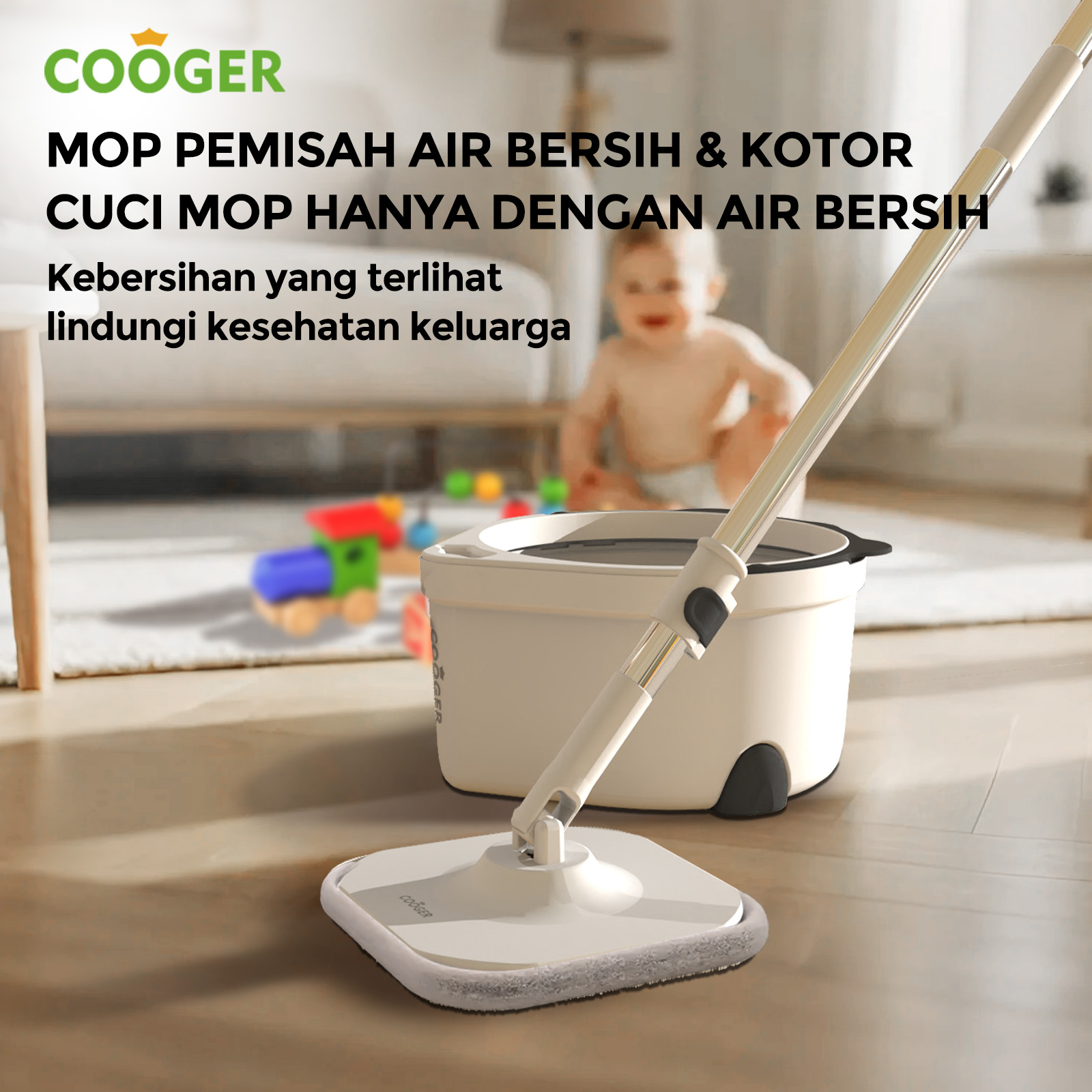 Jual COOGER Alat Pel New Baby Panda Bucket Spin Mop Air Kotor & Bersih ...