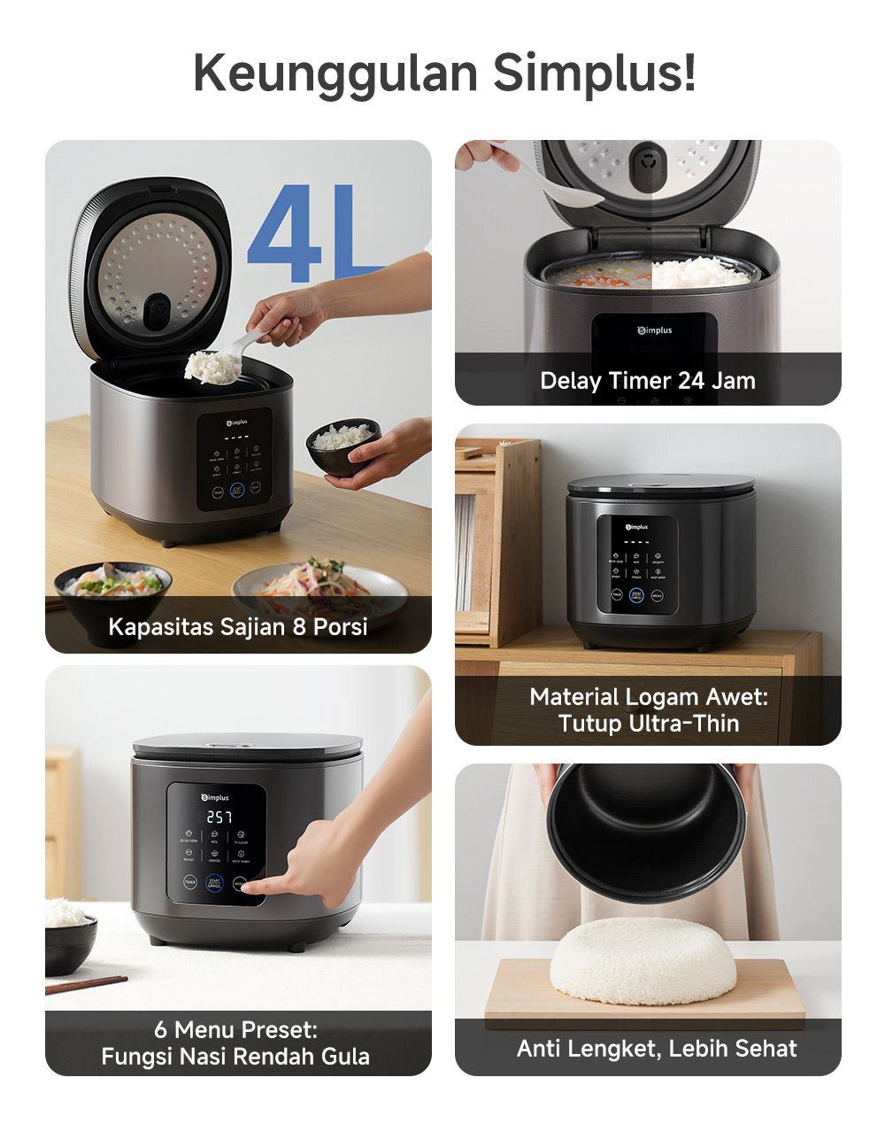 Jual Simplus Rice Cooker MagicCom 4L Nasi Rendah Gula Rendah Kalori ...