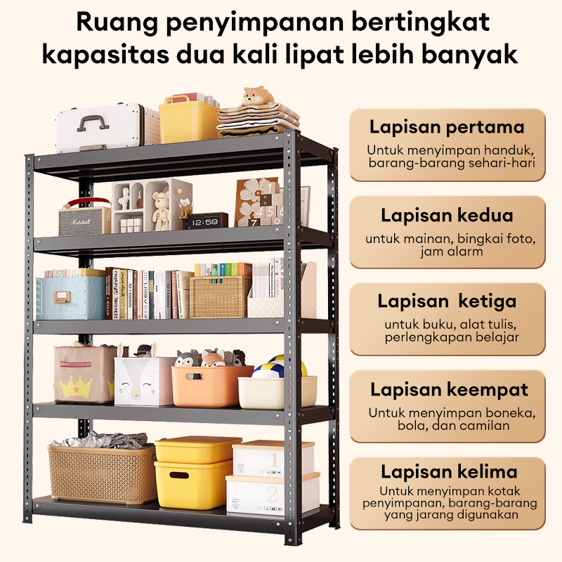 Jual BMZAR Rak Besi Siku 5/6 Susun Rak Supermarket Rangka Besi Penahan ...