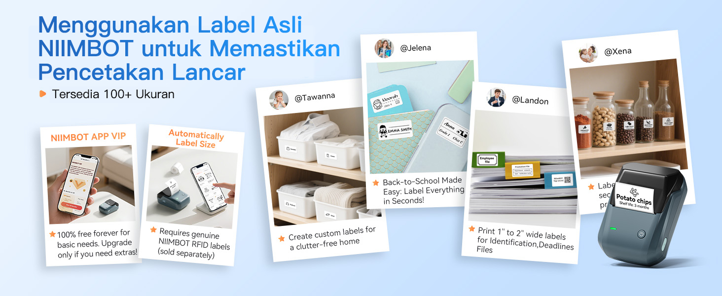 Jual NIIMBOT B1 Printer Label, Pembuat Label Portabel Bluetooth lebar ...