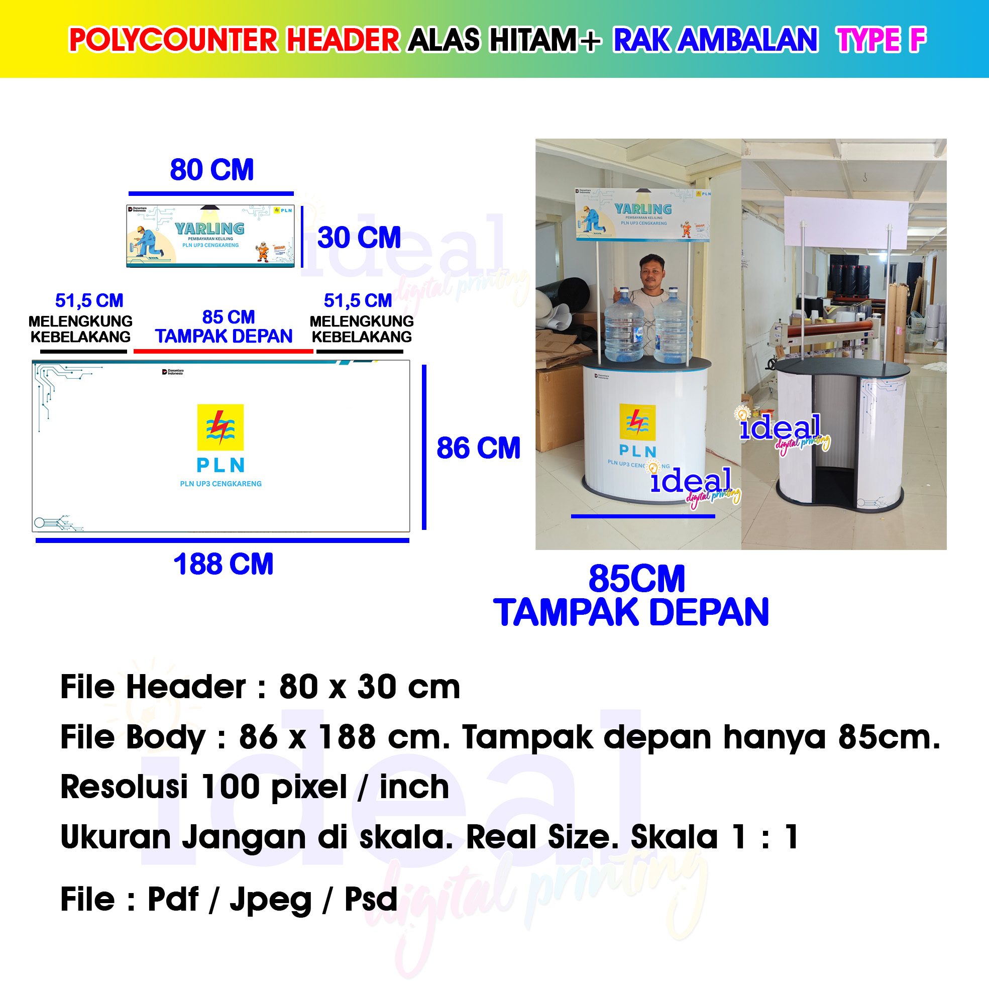 Jual Polycounter Header alas hitam TIPE F / Poly counter / Event desk ...