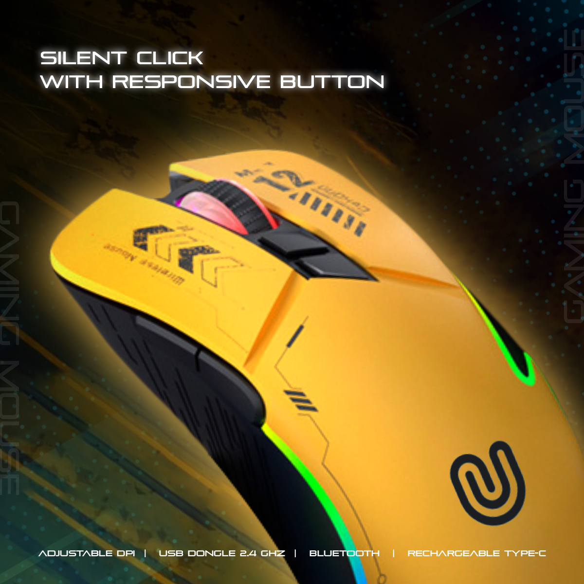 Jual Unitech Mouse Bluetooth Wireless Gaming Rechargeable M12 Dual ...