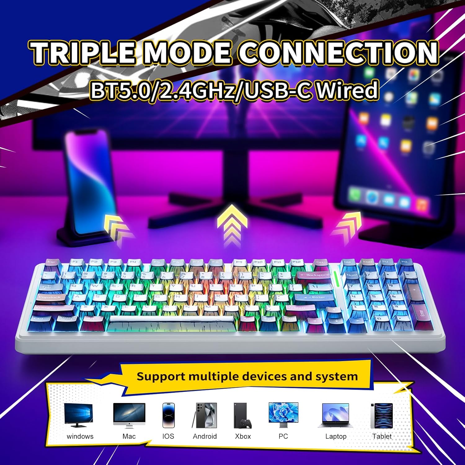 Jual Aula F99 Wireless Gaming Keyboard Bluetooth Mechanical Keyboard ...