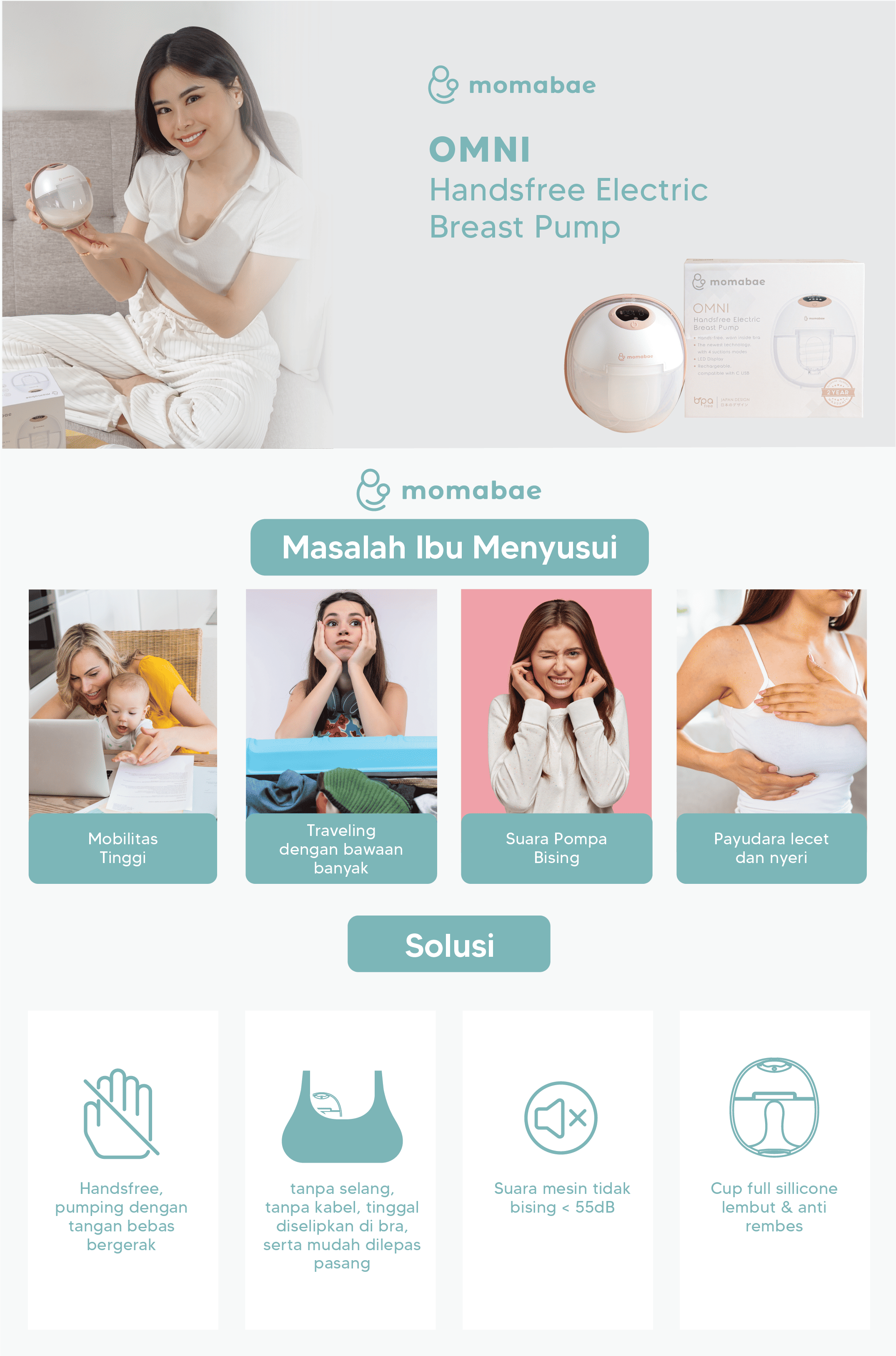 Jual MOMABAE – OMNI Pompa ASI Elektrik Handsfree Breast Pump / POMPA ...