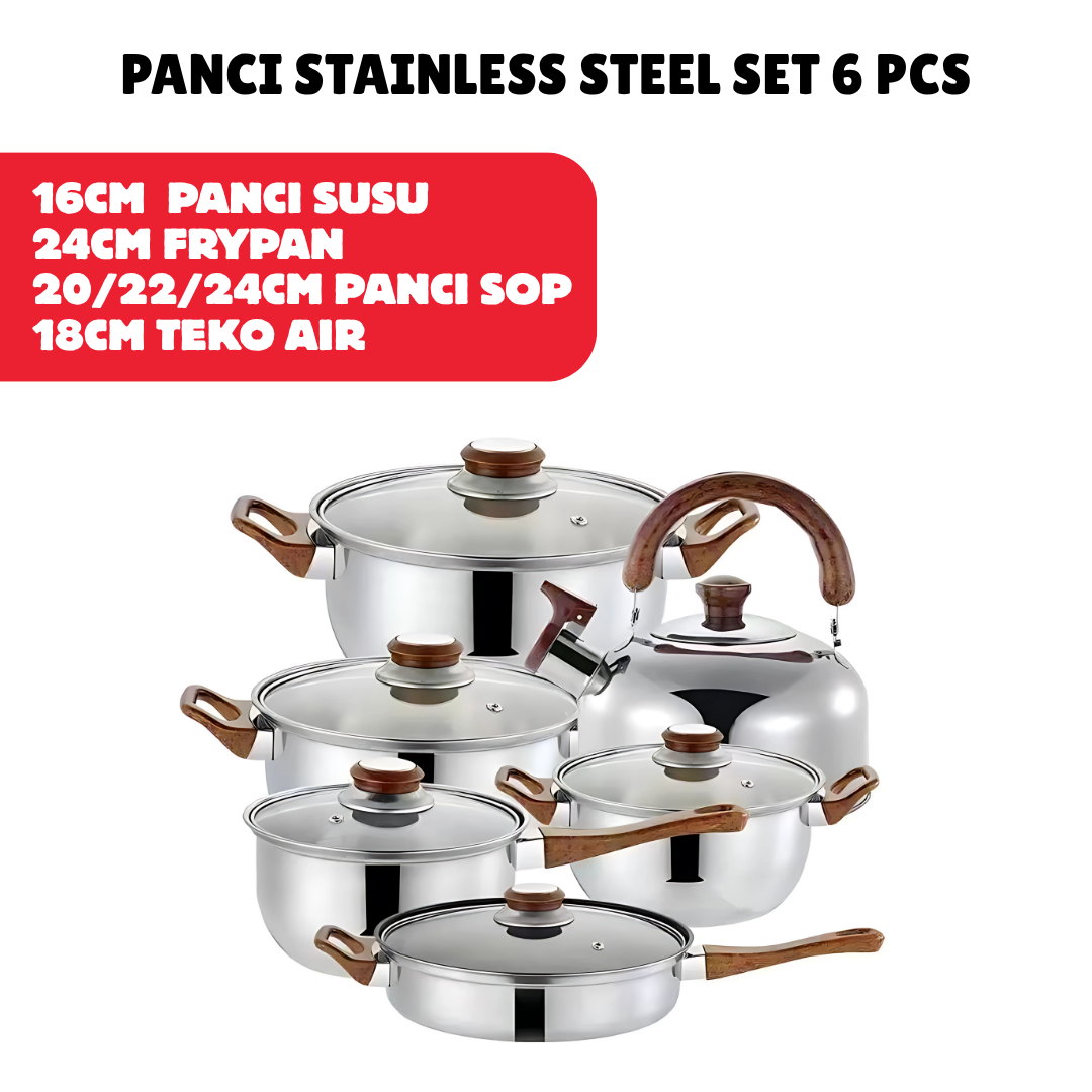 Jual Royalstar Panci Full Stainless Steel 1 Set 6 pcs Anti Karat Tebal ...