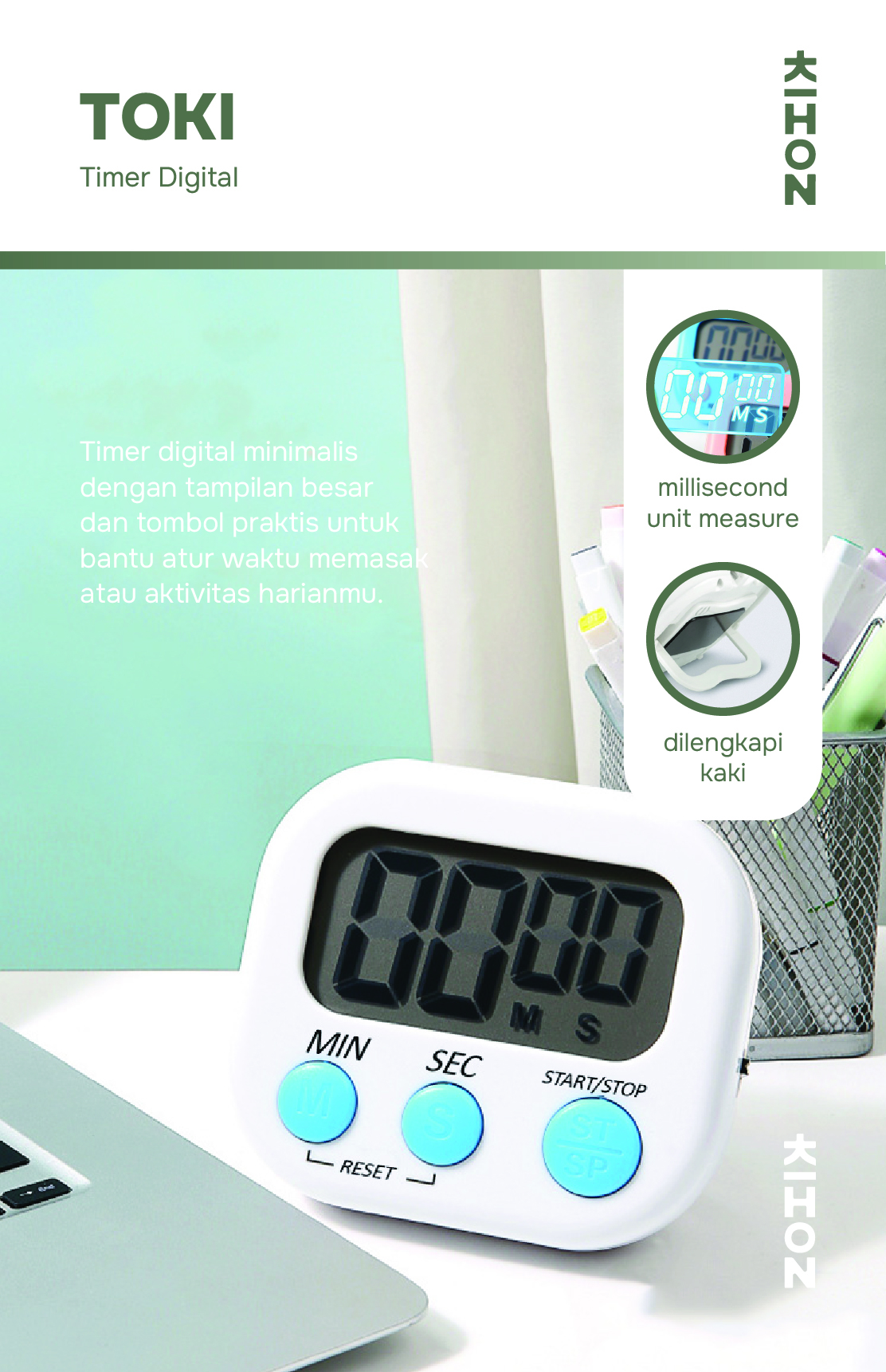 Jual KIHON TOKI Timer Digital LCD Presisi Milisecond Magnet & Stand On ...