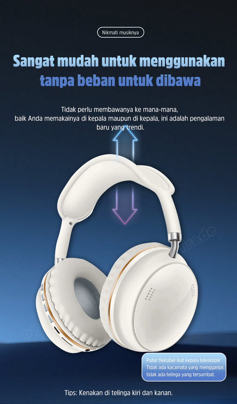 Jual ASTON Headphone Bluetooth Wireless Bass AT-TW162 Black Comfortable ...