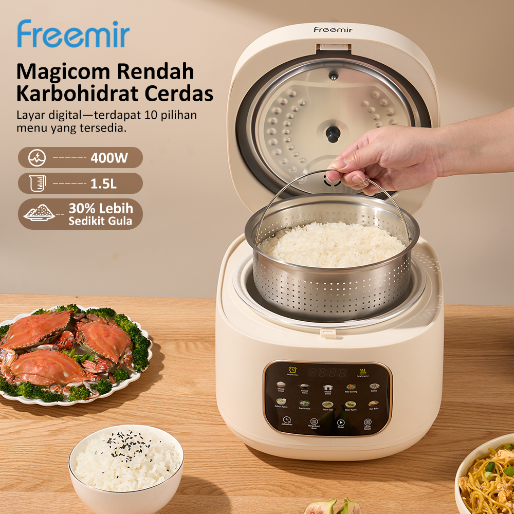 Jual [PREMIUM] freemir Rice Cooker Digital Low Carbo Rendah Karbo 1.5L ...