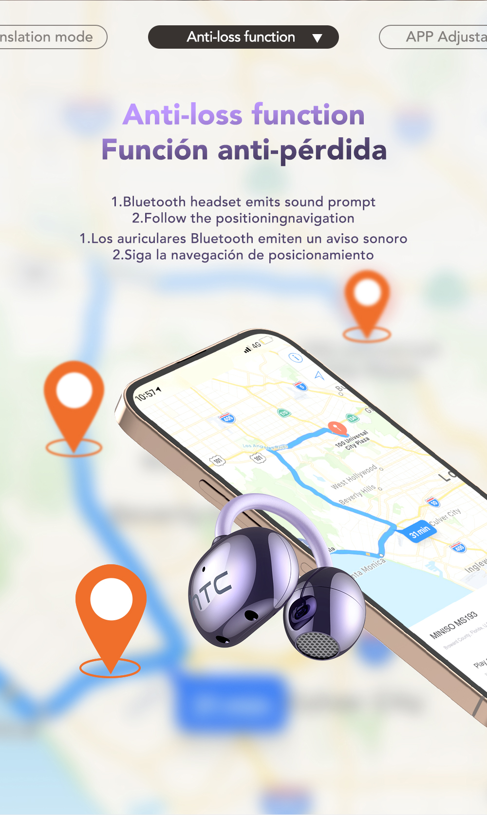 Jual HTC NE32 Headset Bluetooth V6.0 Headset AI Terjemahan OWS Smart ...