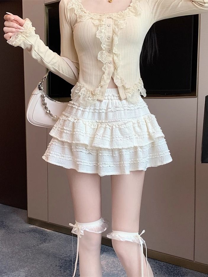 Jual Newlan DQ034 Balet Rok Pendek Manis Gaya Perancis Rok Mini Skirt ...