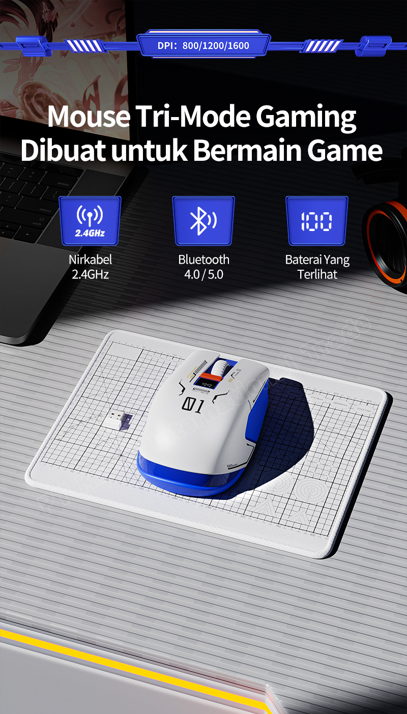 Jual （HOT）KIVEE Mouse Gaming Wireless Bluetooth5.0 Portabel