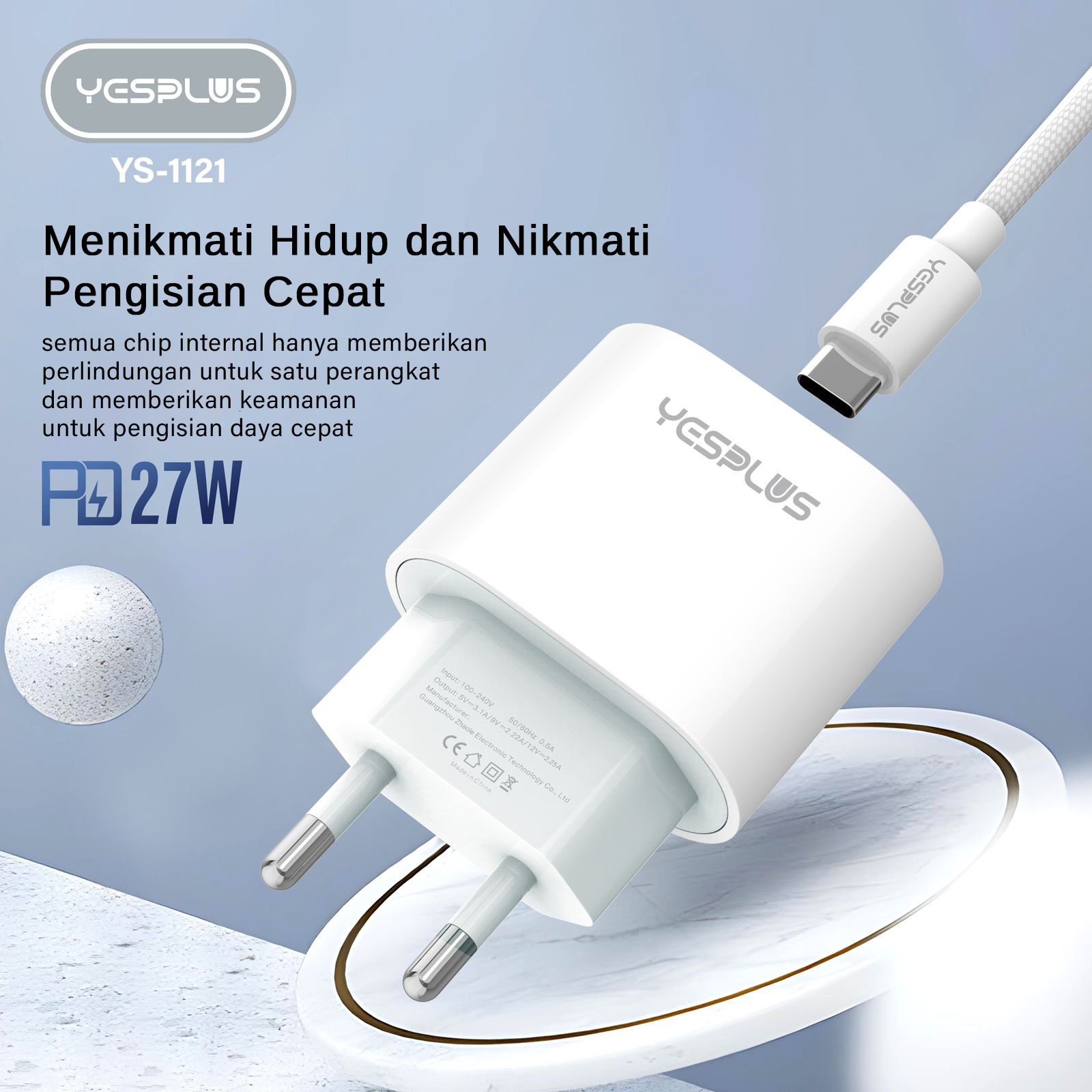 Jual Charger YESPLUS YS-1121 PD 27W Fast Charging Smart Charger & Fast ...