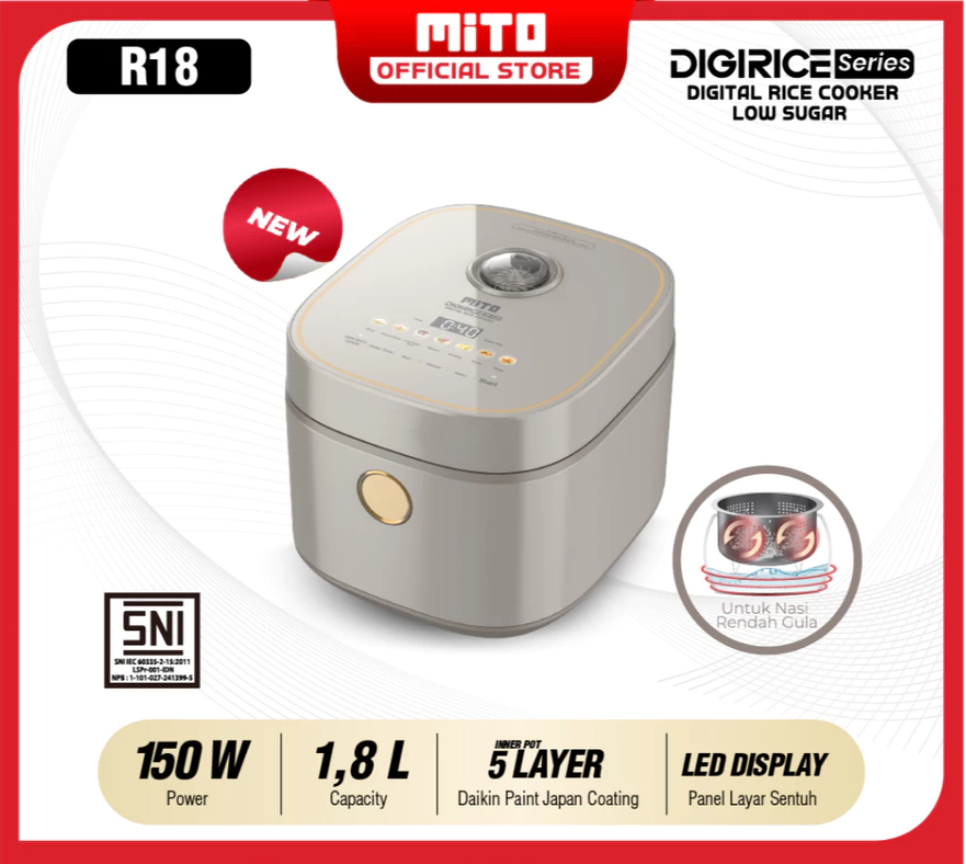 Jual MITO Digital Rice Cooker R12 / R15 / R18 Digirice Series Low Sugar ...