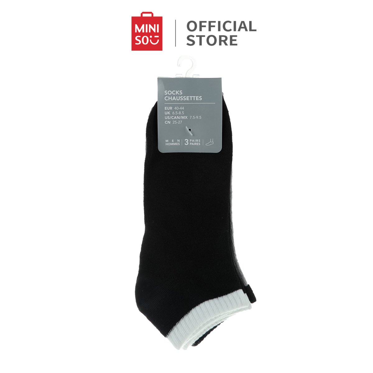Jual Miniso Men's Ankle Socks 3 Pairs Kaos Kaki Pria Semata Kaki ...